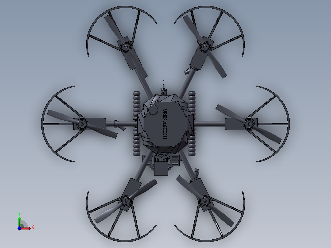 农业六轴无人机前视图