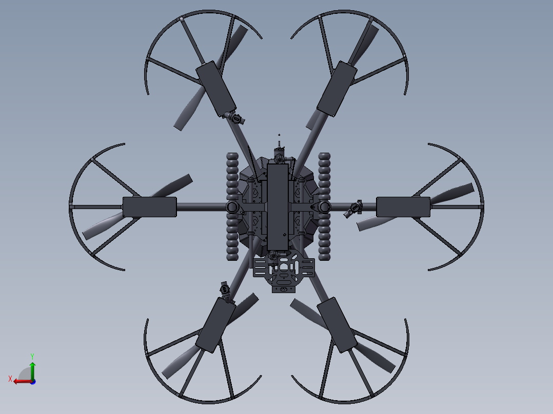 农业六轴无人机后视图
