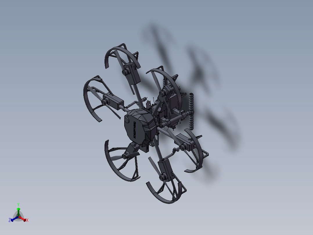 农业六轴无人机正等轴测图