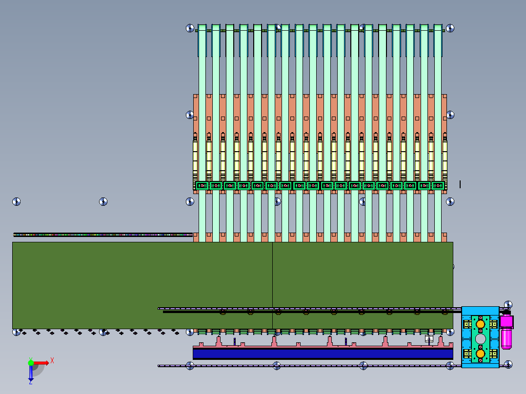 石材台面板全自动磨边流水线俯视图