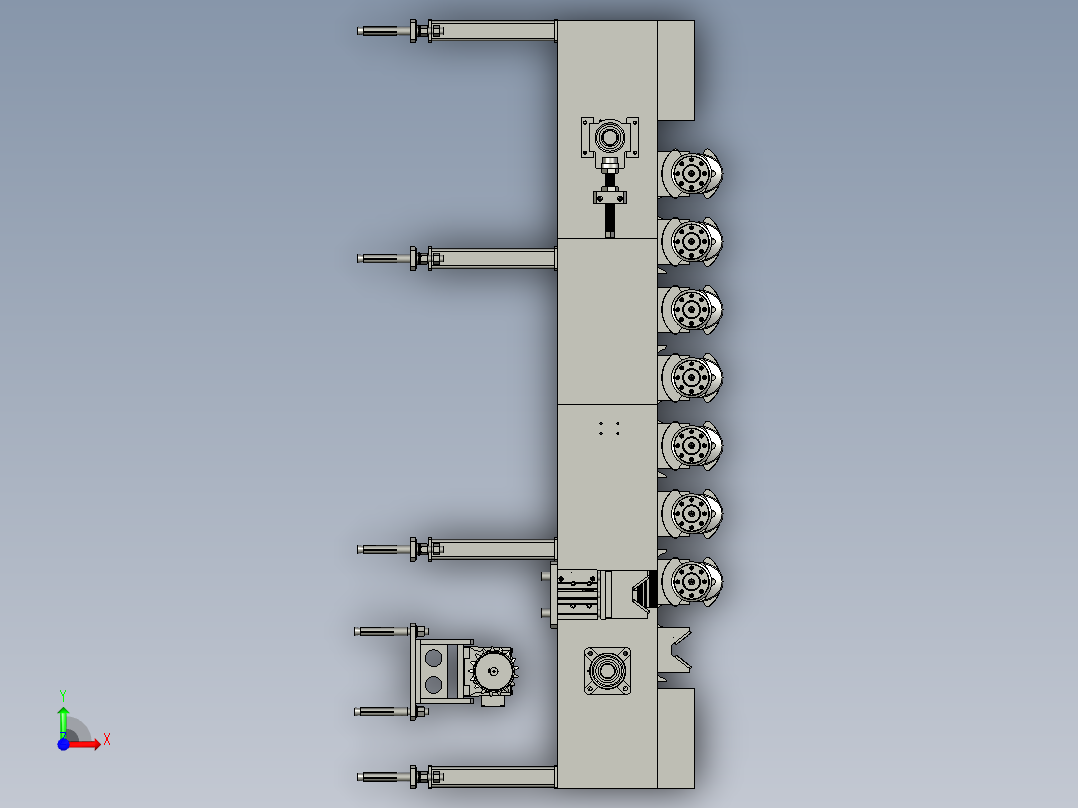 曲轴无心磨生产线传送装置前视图