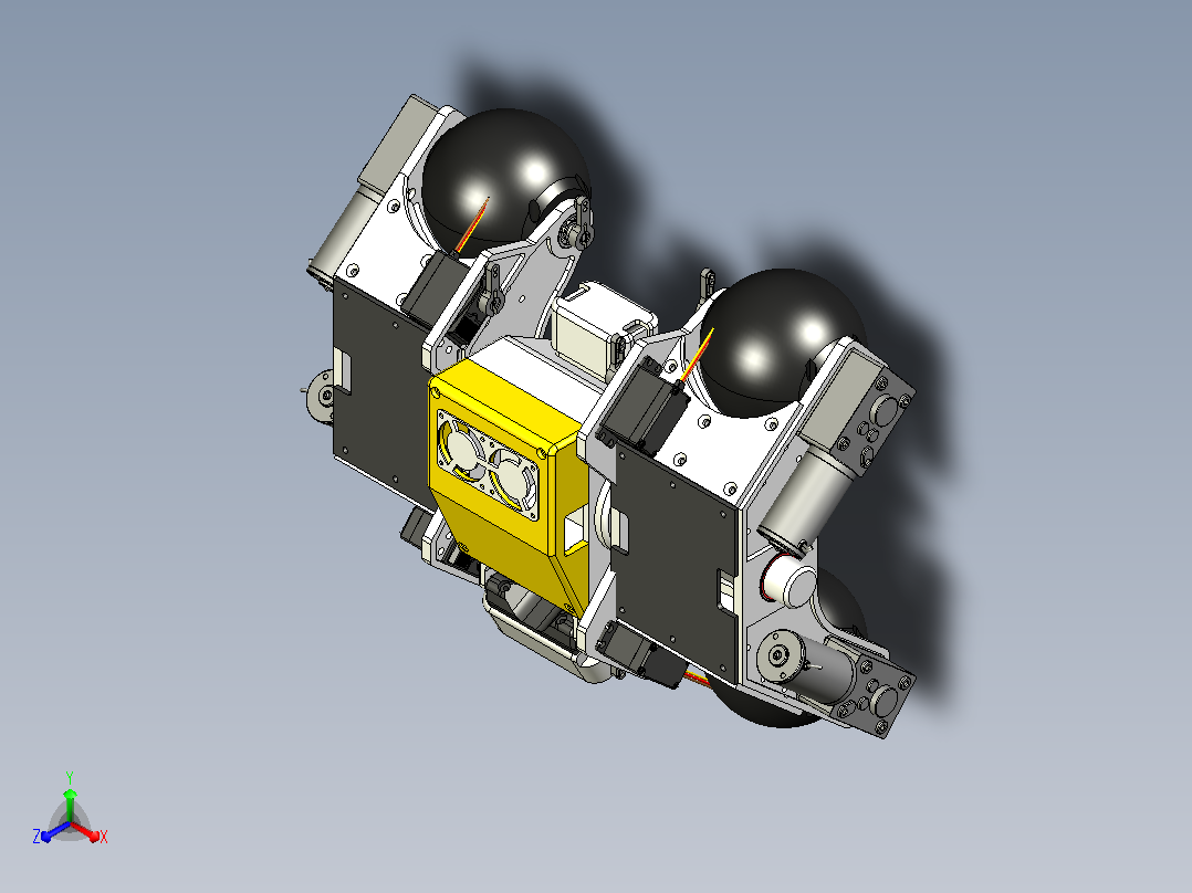 用于罐体检测的球形轮磁吸机器人主视图