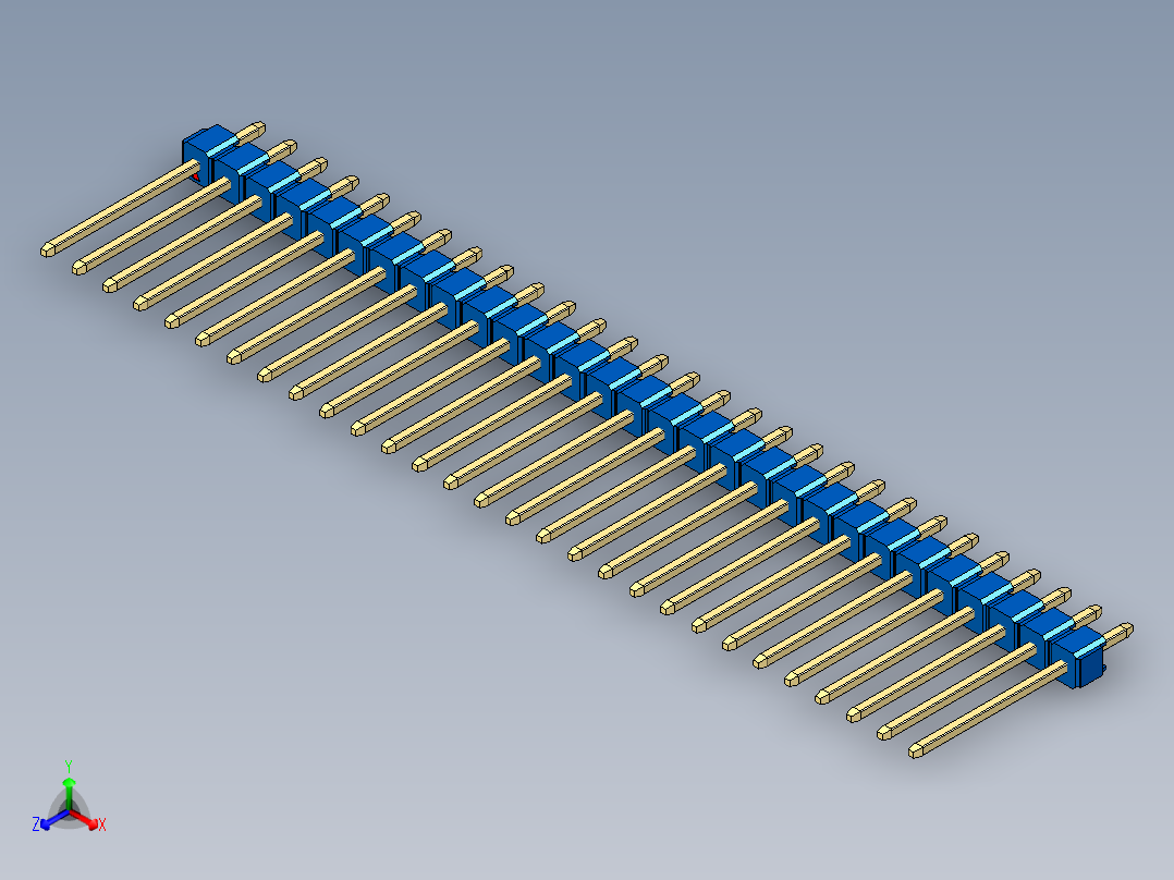 彩色公头100mil（2.54mm）系列-DS1021_blue_1x29p_100mil_Type5_rev1.0主视图