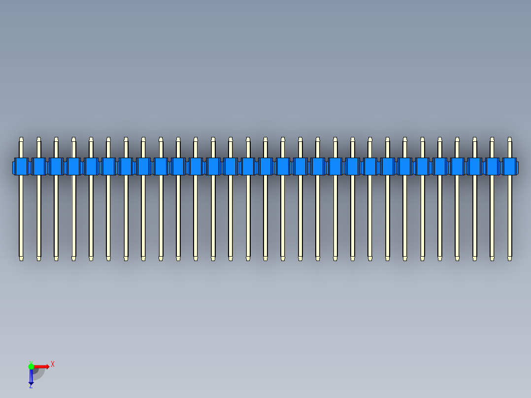 彩色公头100mil（2.54mm）系列-DS1021_blue_1x29p_100mil_Type5_rev1.0俯视图