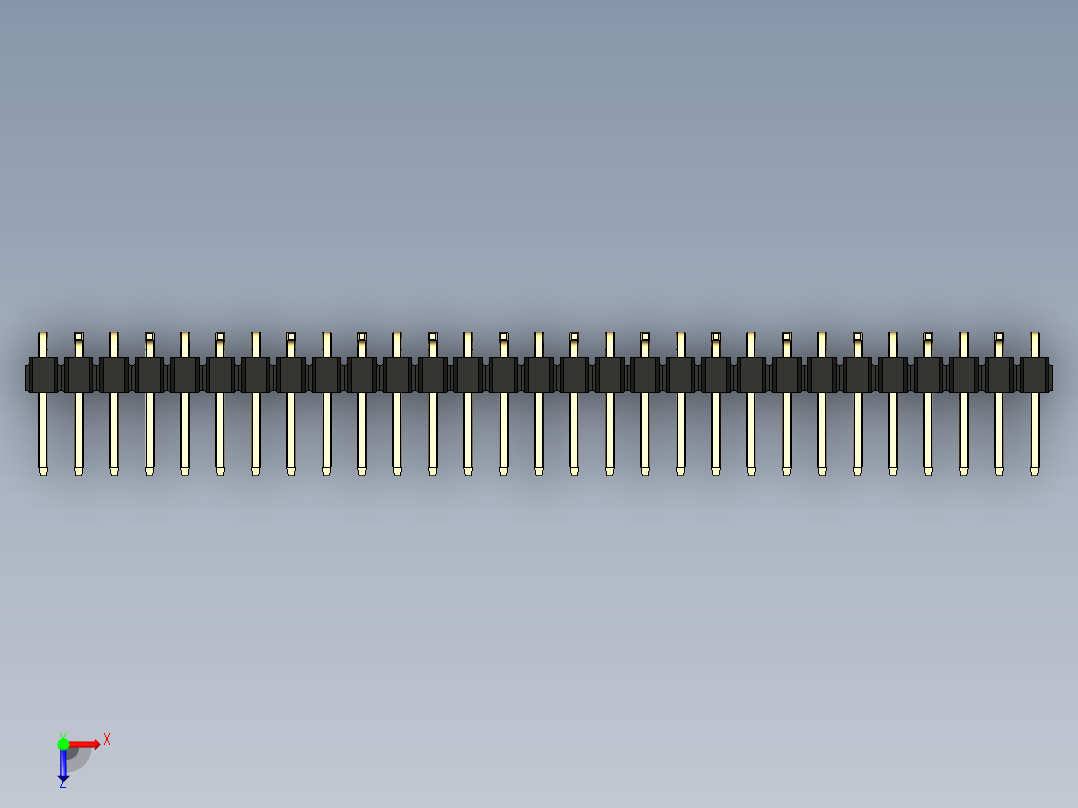 彩色公排针 100mil 2.54mm 系列-DS1022_black_29p_100mil_Type_SMT_R2_rev1.0俯视图