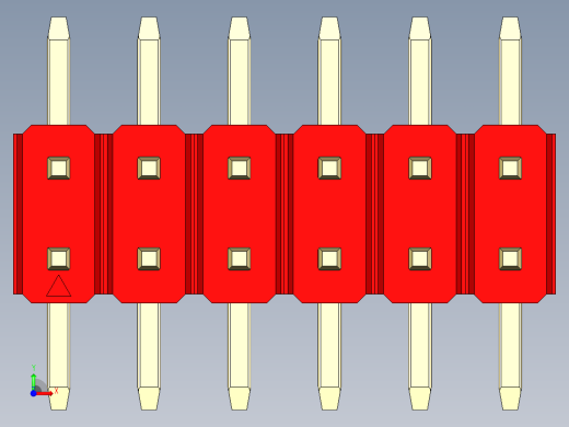 彩色公排针 100mil 2.54mm 系列-DS1022_red_12p_100mil_TypeSMT_rev1.0前视缩略图