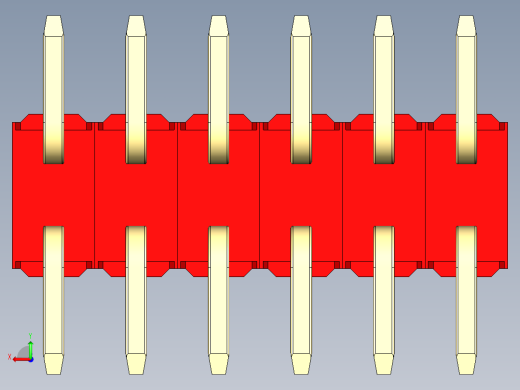 彩色公排针 100mil 2.54mm 系列-DS1022_red_12p_100mil_TypeSMT_rev1.0后视缩略图