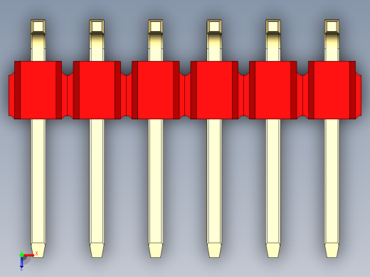 彩色公排针 100mil 2.54mm 系列-DS1022_red_12p_100mil_TypeSMT_rev1.0俯视缩略图