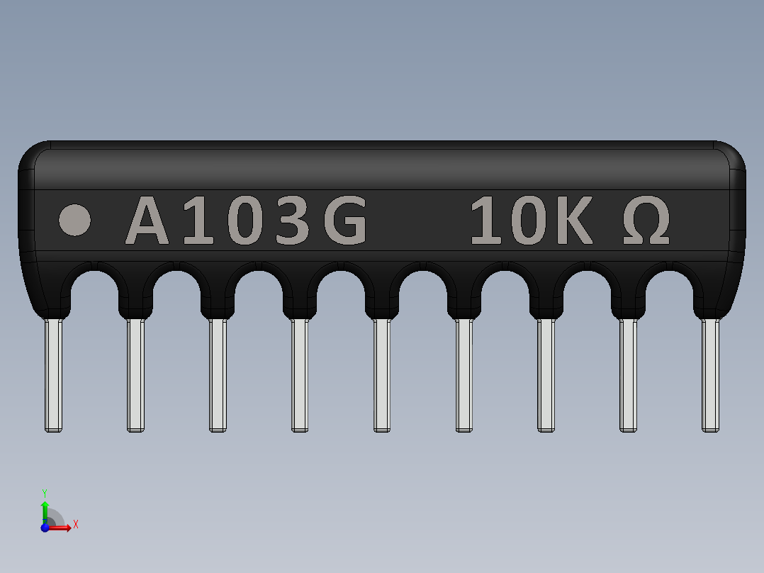 电容器 二极管 电阻器-Resistor Network 10K Ohm 9-Pin前视图