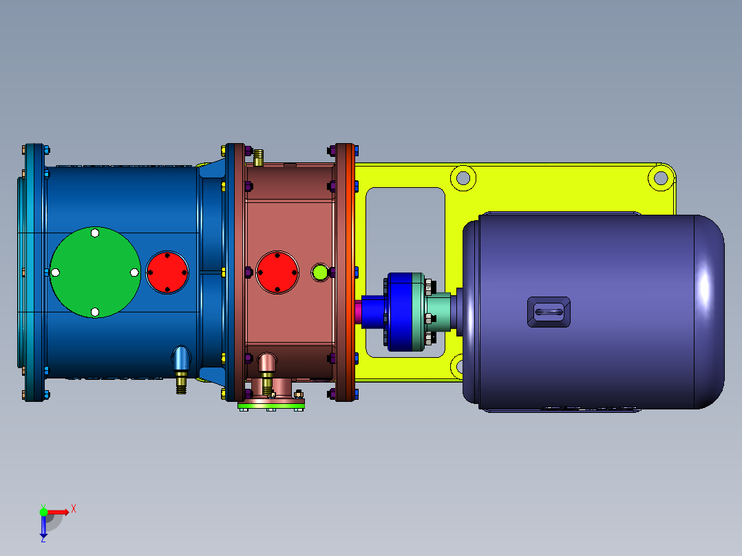 溶媒回收小型干式复合真空泵俯视图
