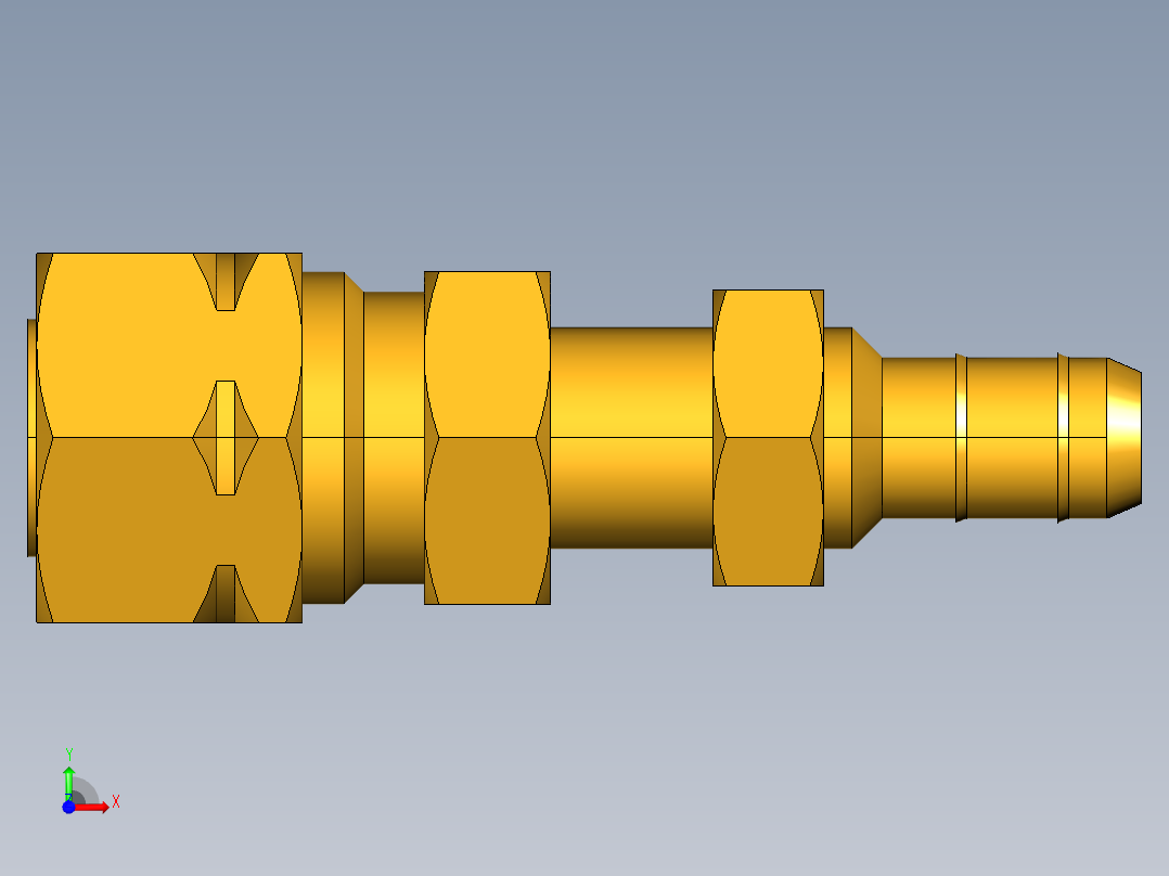 工业通用螺蚊管倒齿式工业硬管接头Bulkhead Union 22CABH-6-6前视图