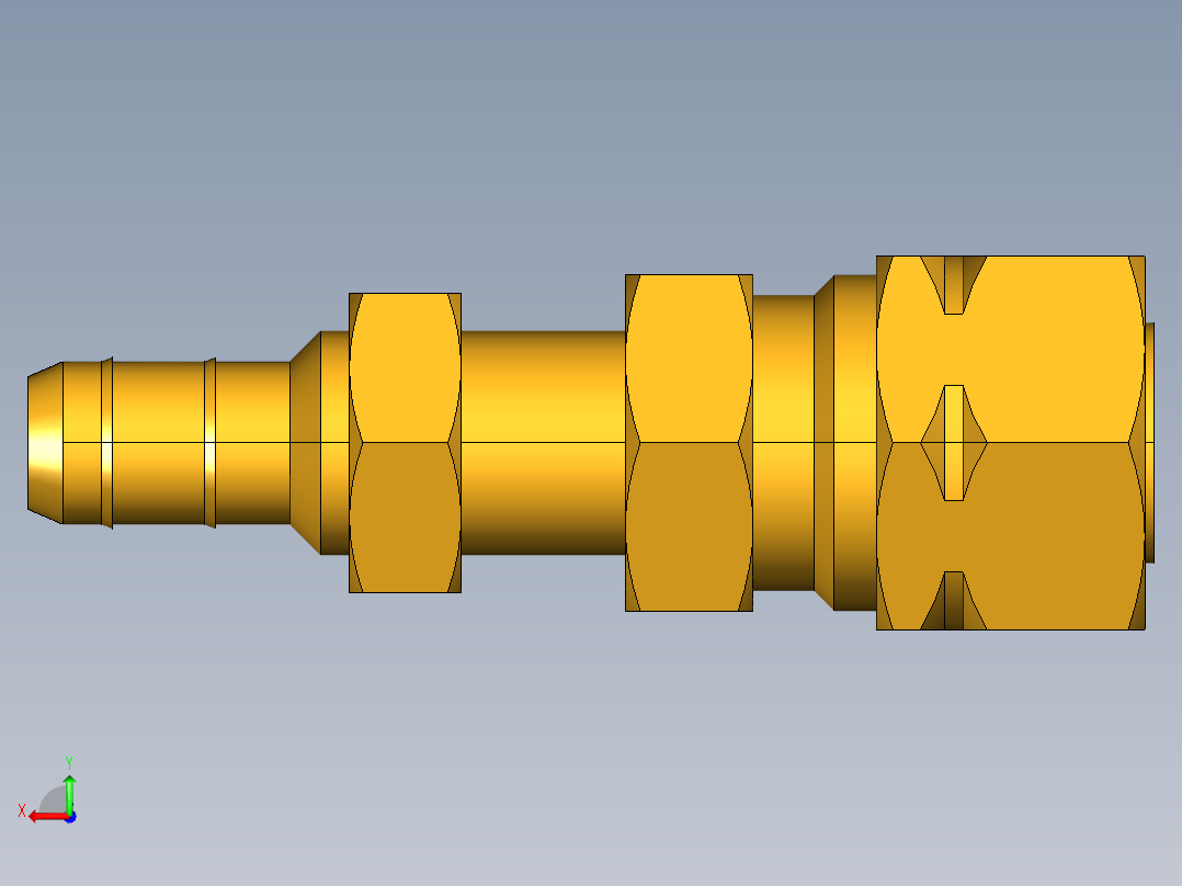工业通用螺蚊管倒齿式工业硬管接头Bulkhead Union 22CABH-6-6后视图