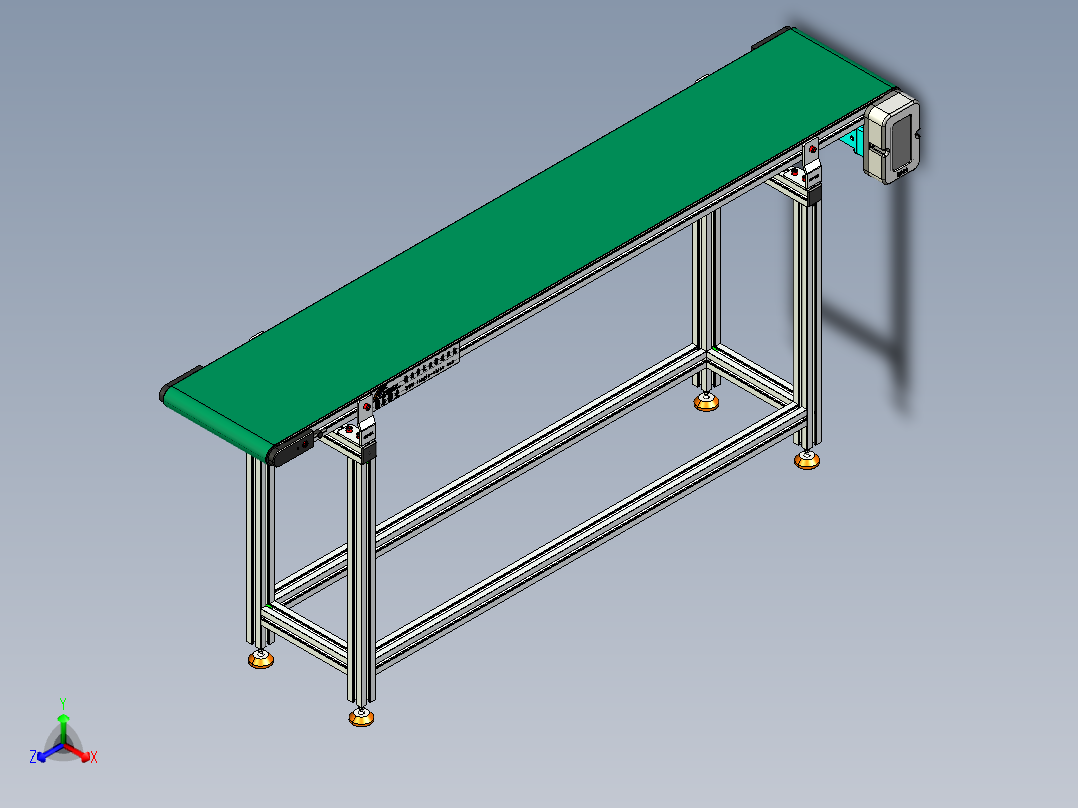 LE-XC4040-右边驱动带支座轻载皮带线-负载40kg正等轴测图