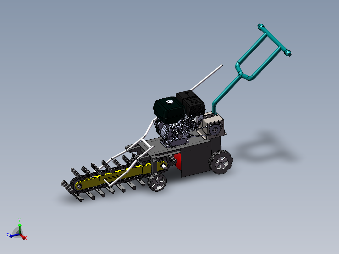 小型淮山便携式茶园开沟机三维SW模型设计