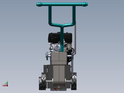 小型淮山便携式茶园开沟机三维SW模型设计后视缩略图