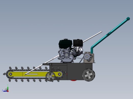 小型淮山便携式茶园开沟机三维SW模型设计右视缩略图
