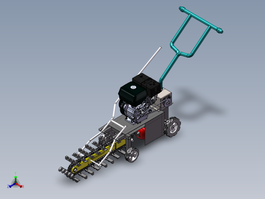 小型淮山便携式茶园开沟机三维SW模型设计正等轴测缩略图