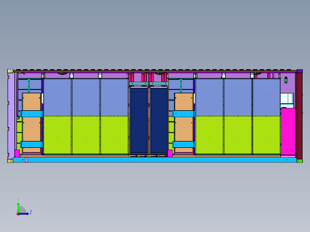 光伏储能的轻钢移动房屋左视图