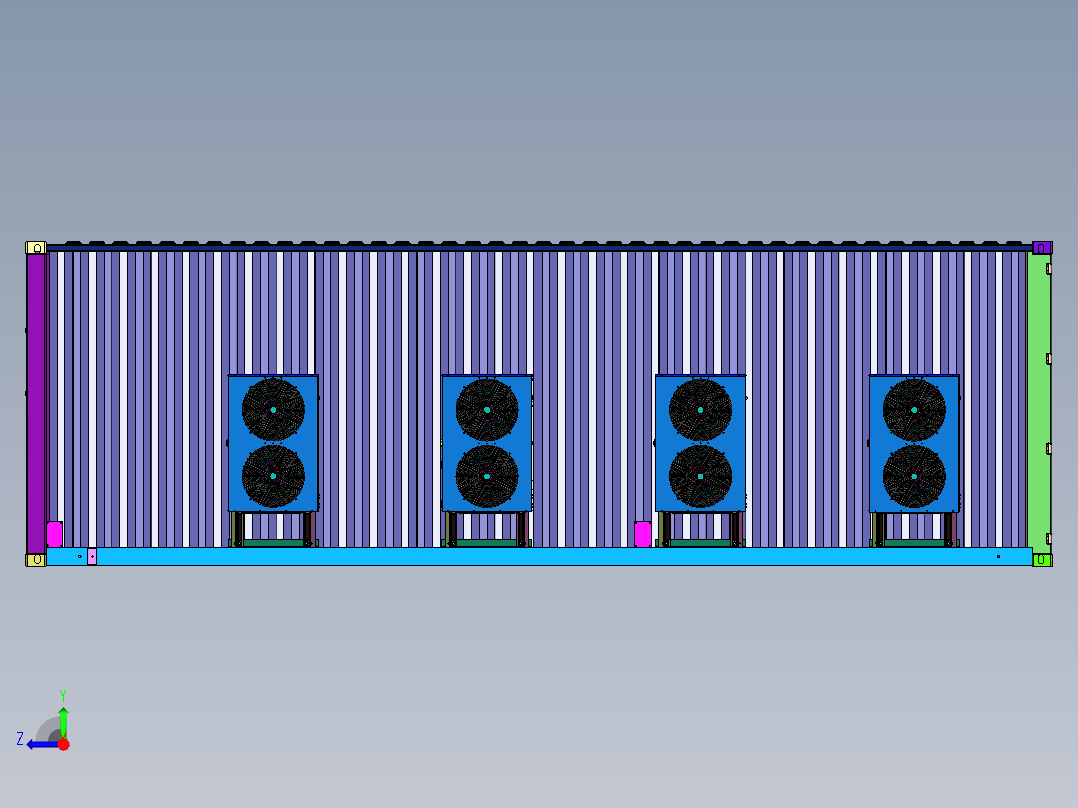 光伏储能的轻钢移动房屋右视图
