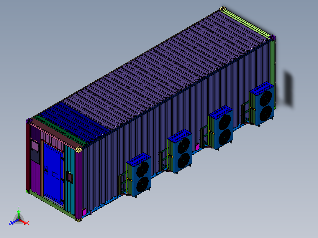光伏储能的轻钢移动房屋正等轴测图