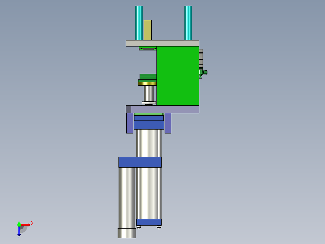 气液增压缸压装机构俯视图