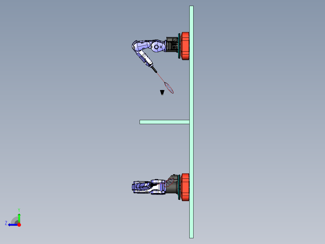 移动机械人打羽毛球模拟右视图