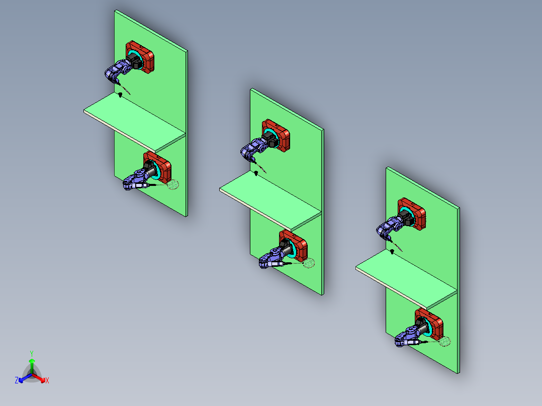 移动机械人打羽毛球模拟正等轴测图
