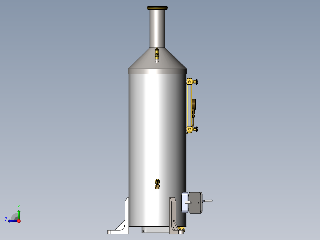 压力容积、垂直 管式锅炉右视图