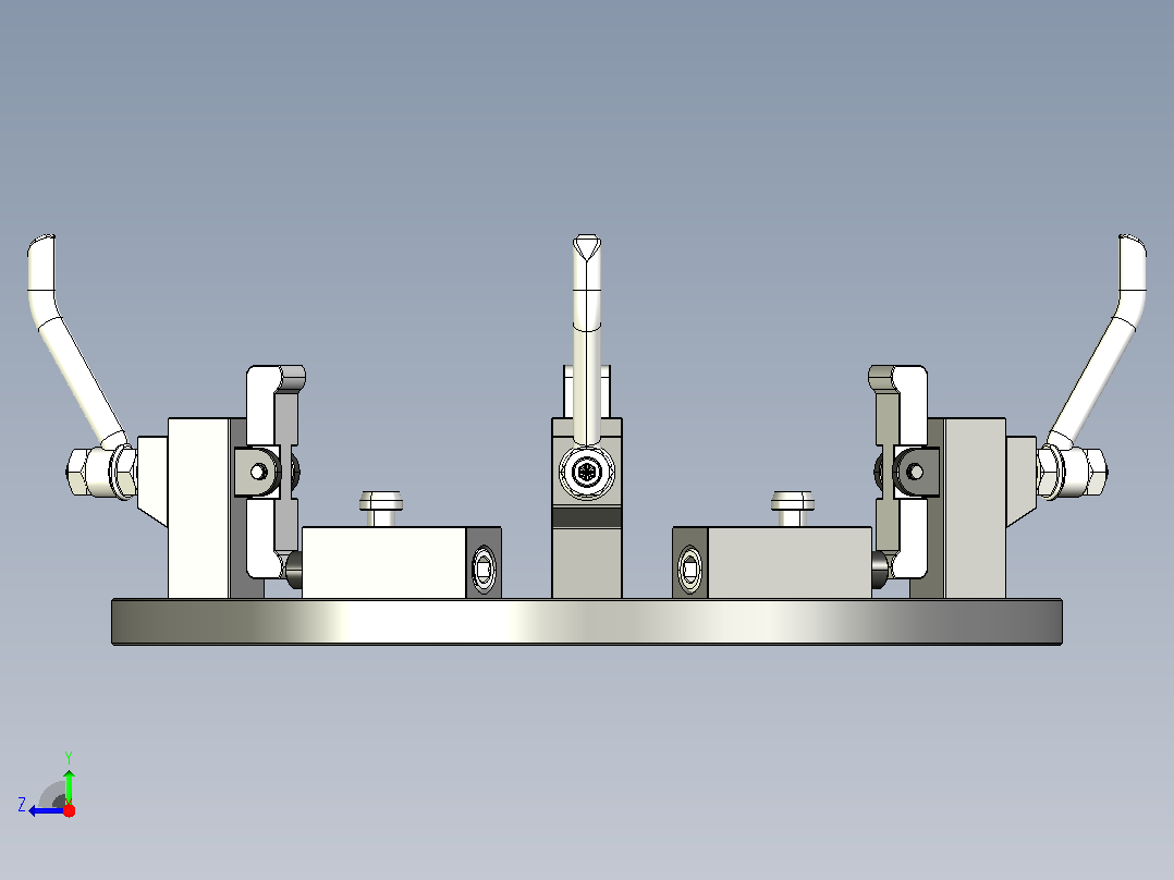 双向夹紧机构工装夹具3D图纸 STEP IGS格式右视图