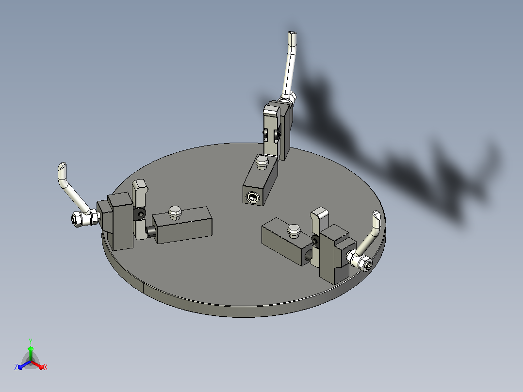 双向夹紧机构工装夹具3D图纸 STEP IGS格式正等轴测图