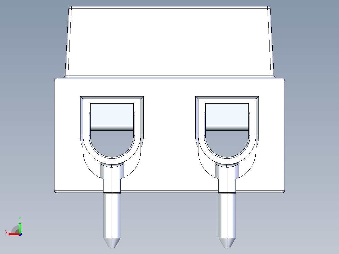 2针端子板连接器后视图