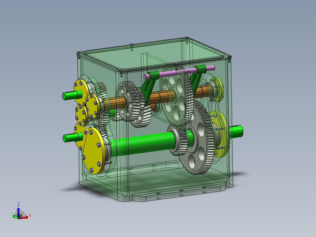 家用轿车四挡变速箱结构设计及三维建模（SW+CAD+说明书）主视图