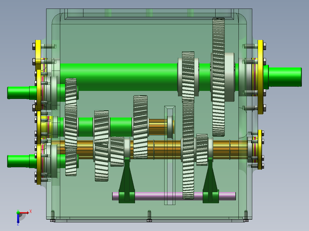 家用轿车四挡变速箱结构设计及三维建模（SW+CAD+说明书）俯视图