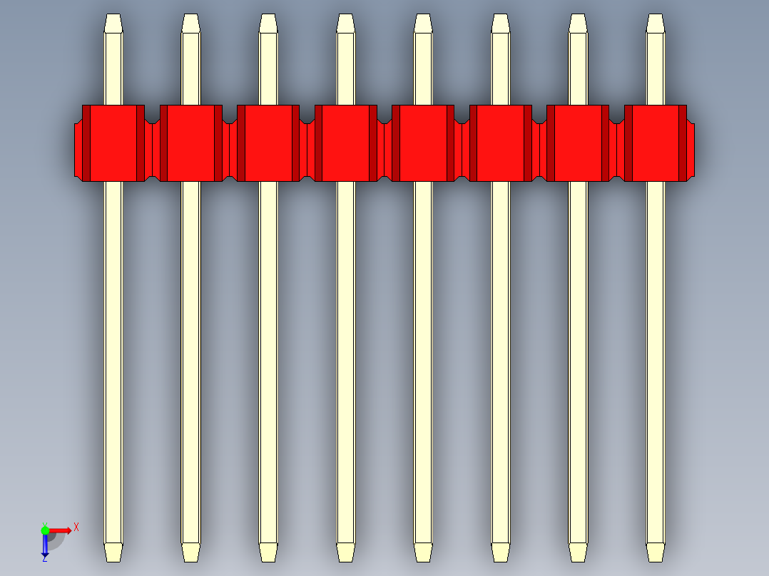 彩色公头100mil（2.54mm）系列-DS1021_red_1x08p_100mil_Type5_rev1.0俯视图