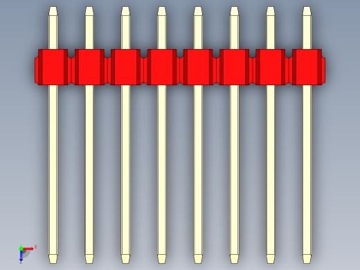 彩色公头100mil（2.54mm）系列-DS1021_red_1x08p_100mil_Type5_rev1.0俯视缩略图