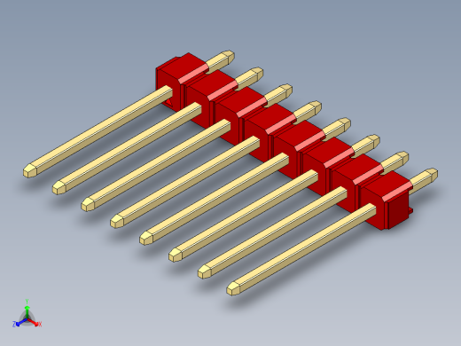 彩色公头100mil（2.54mm）系列-DS1021_red_1x08p_100mil_Type5_rev1.0正等轴测缩略图