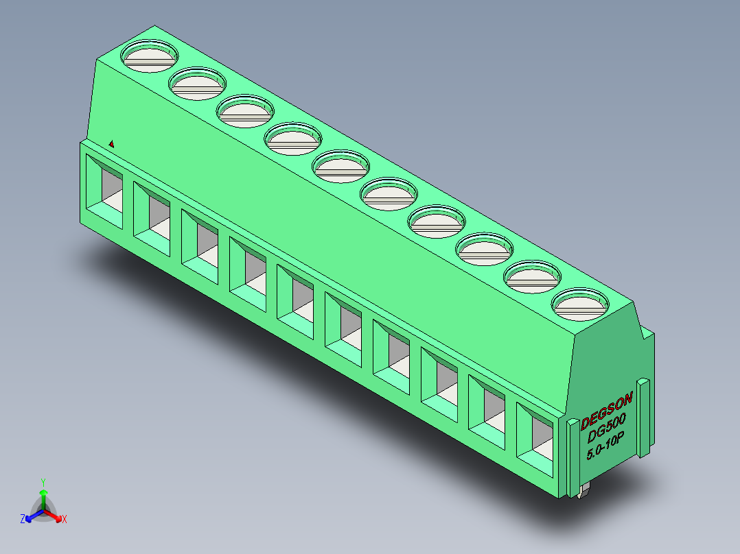 DEGSON DG500 系列 5.05.087.62mm 接线端子-DG500-5.0-10P-14-00AH主视图
