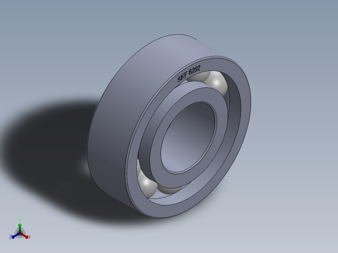 滚珠轴承-SKF BALL BEARING 6202 15x35x11正等轴测图