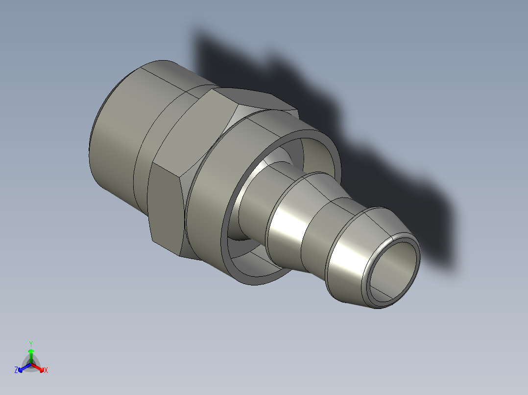 软管与硬管连接用工业通用接头0134_60_17正等轴测图