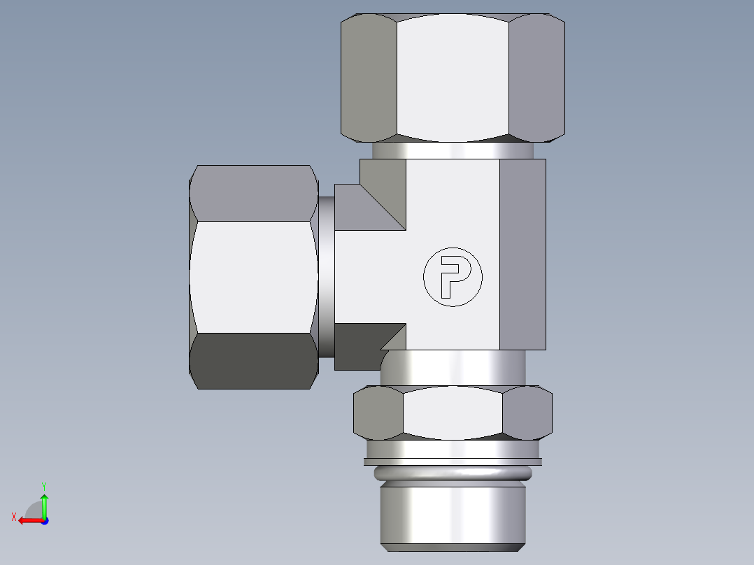 卡套式工业通用硬管接头EO_Adjustable_locknut_run_tee_LEE20ZSMORCF后视图