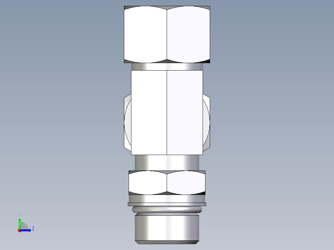卡套式工业通用硬管接头EO_Adjustable_locknut_run_tee_LEE20ZSMORCF左视图