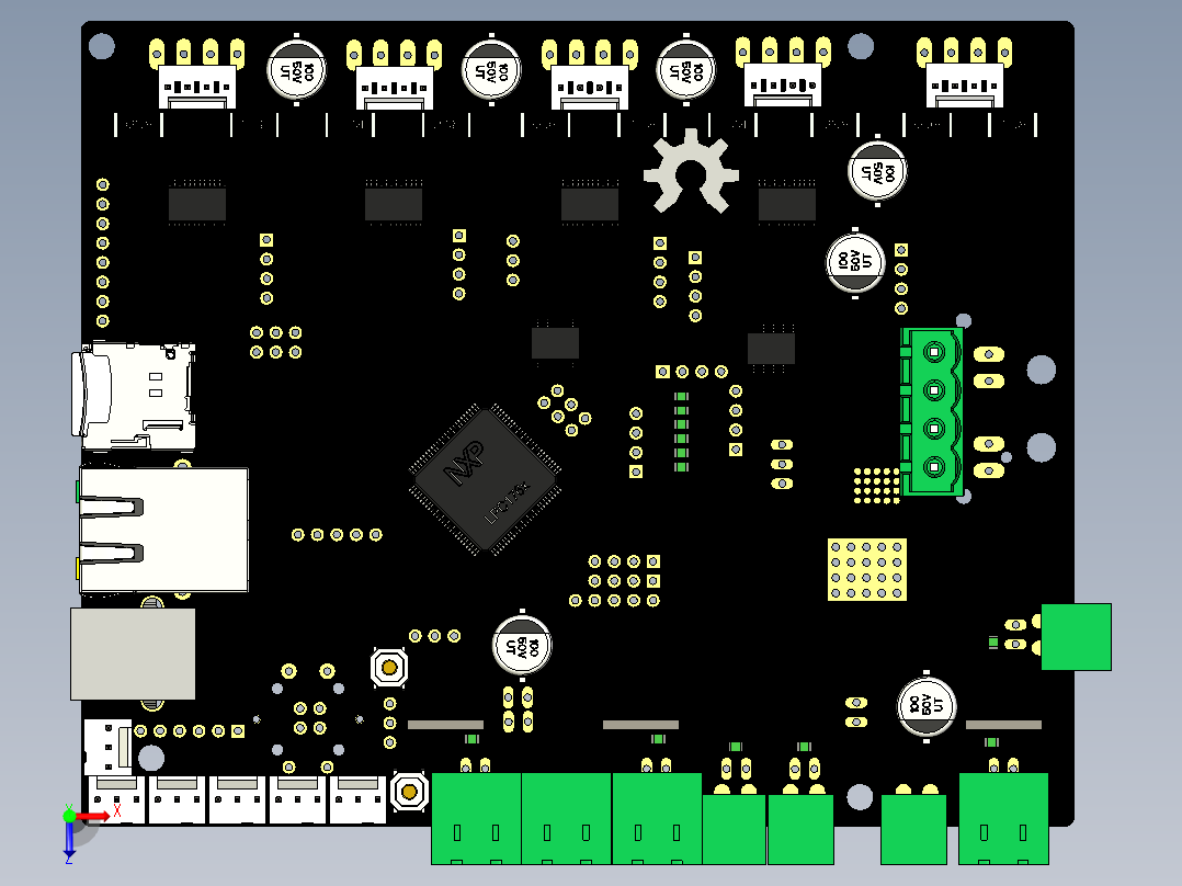 电路板smoothieboard_5xc CREO STP俯视图