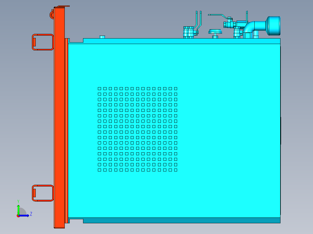 冷却水箱模型左视图