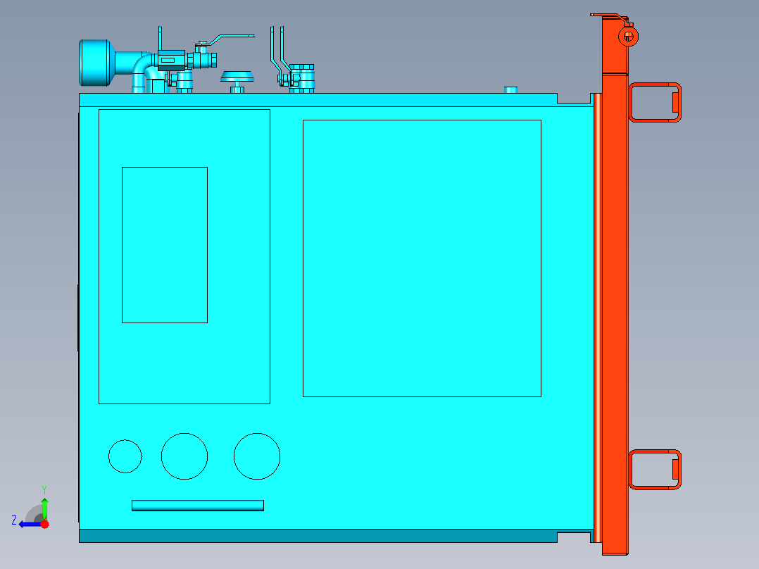 冷却水箱模型右视图