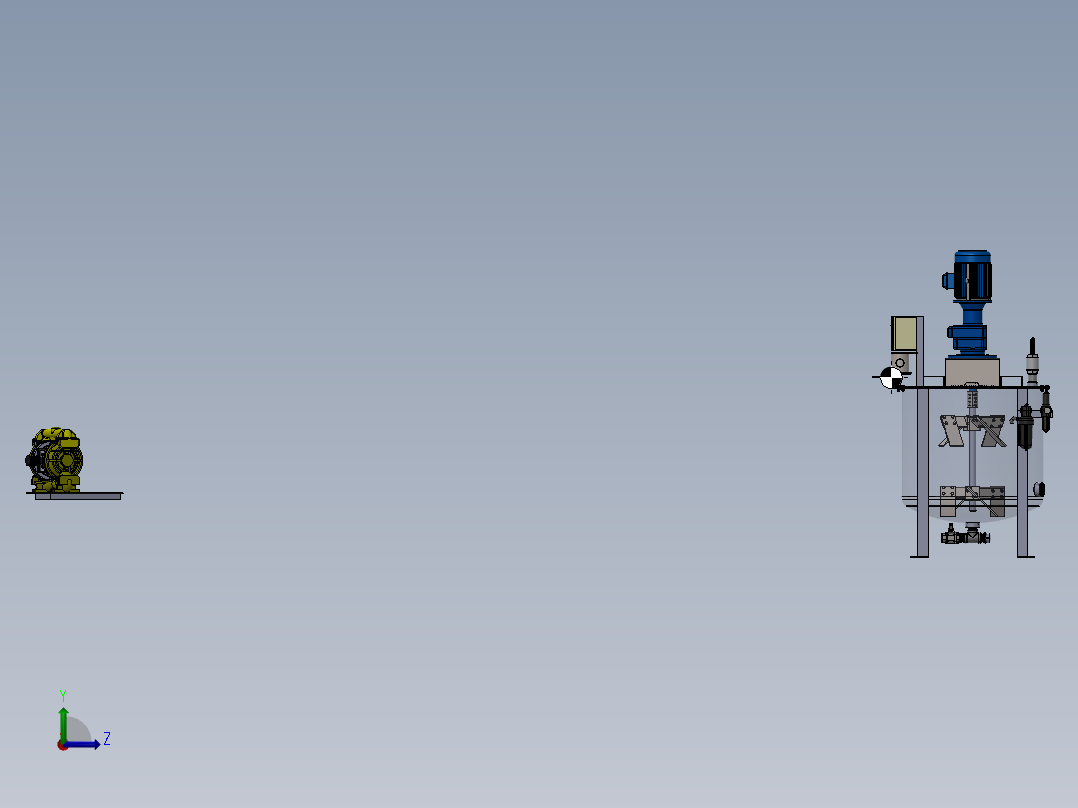 压力容积、工业搅拌罐左视图