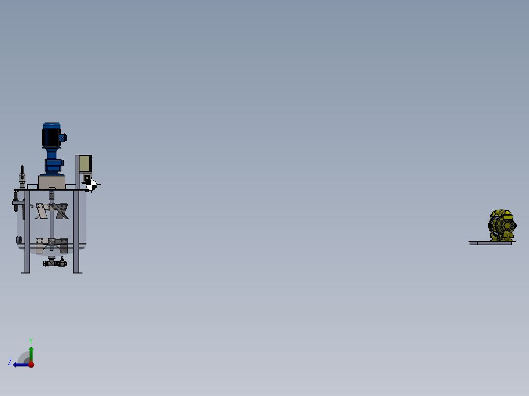 压力容积、工业搅拌罐右视图