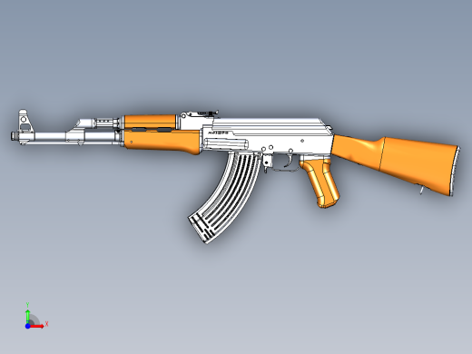 手枪左轮冲锋枪老式狙击步枪设计3D图纸AK-47 (Type3)- STP IGS前视缩略图