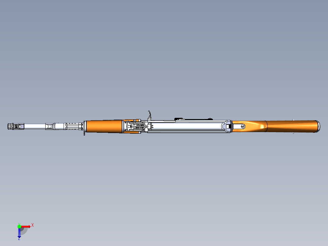 手枪左轮冲锋枪老式狙击步枪设计3D图纸AK-47 (Type3)- STP IGS俯视图