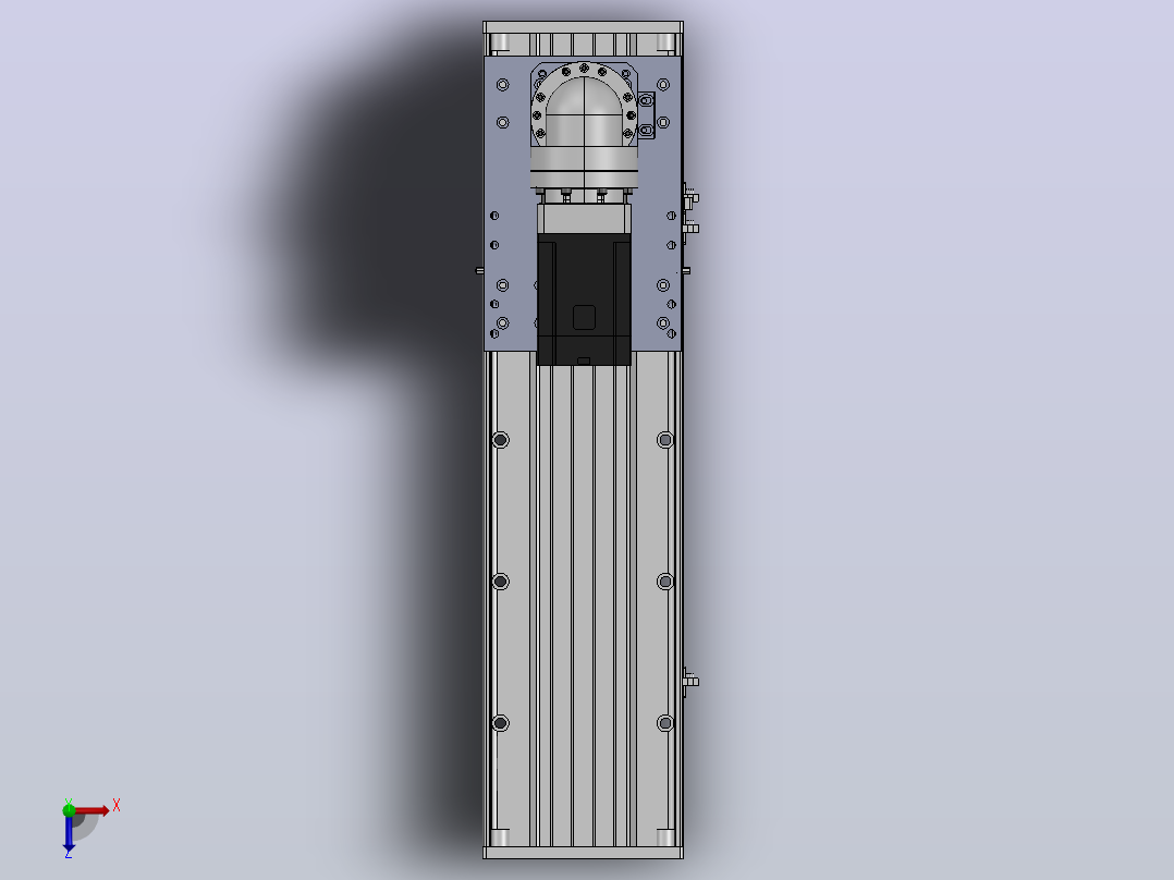 DMG170-BCM齿轮齿条模组直线滑台（电机后折）[DMG170-L16S400-DT750-C2U-BCM-P7]俯视图