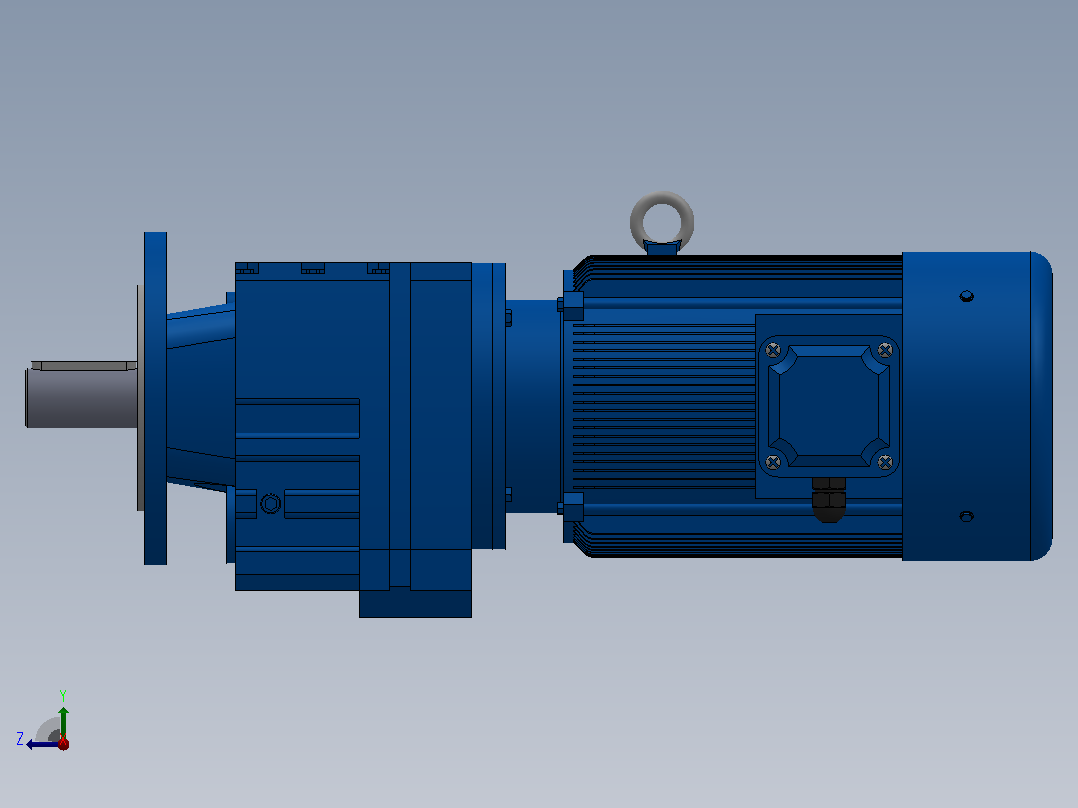 RF27法兰轴伸式安装斜齿轮减速机RF27-Y0.18-4P-63-M1-0°-Φ140右视图